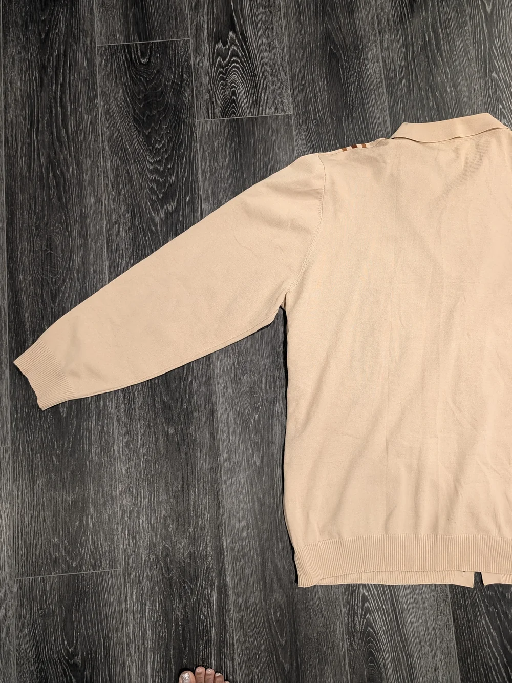 Men's Beige Stripe Knit Button-Front Undershirt